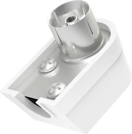 Hama Coaxiale adapter met vrouwtjesconnector, 6 mm, 90 graden, zilverkleurig, met ophangbevestiging