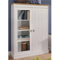Highboard Wohnzimmerschrank in Weiß mit Glastür