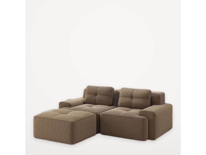 Canapé modulaire Boneless Canapé-lit à deux places Canapé cloud velours côtelé confortable équipé de ottoman Pour salon Marron
