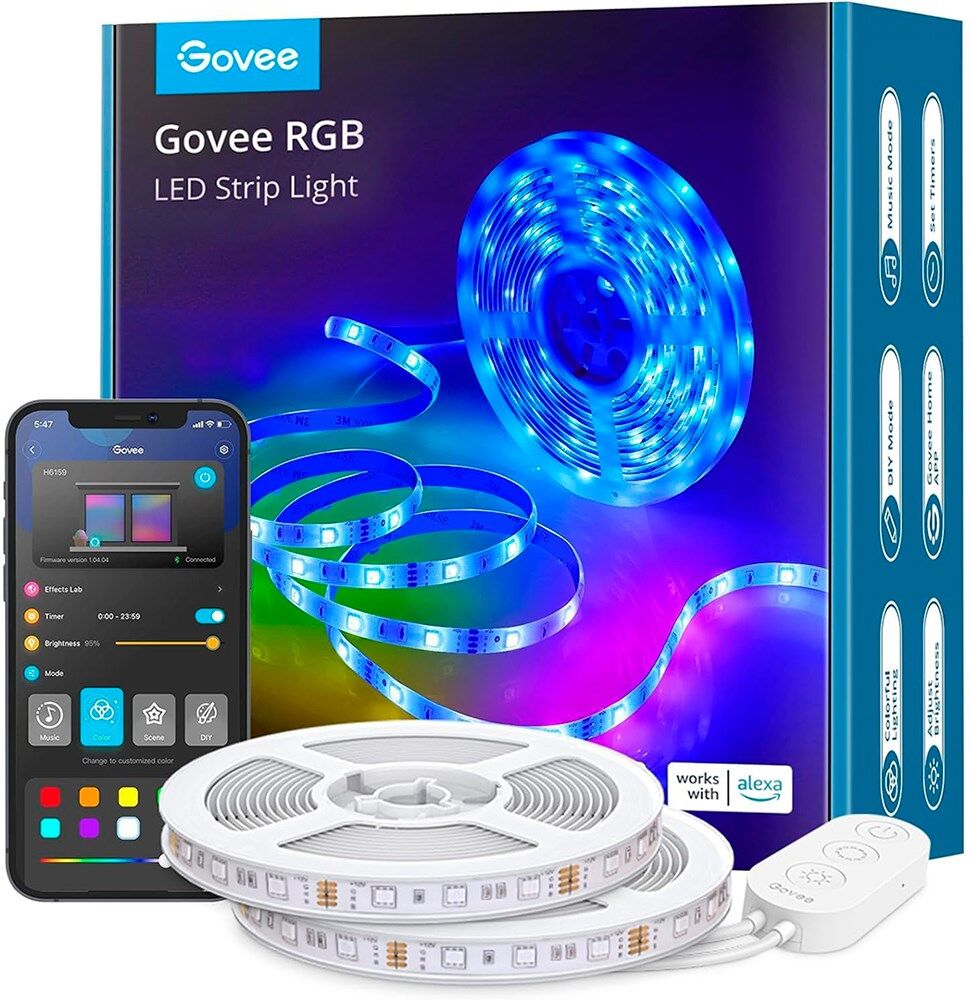 Govee Smart Wi-Fi + Bluetooth RGB LED Strip Lights 2x5m - Hvid