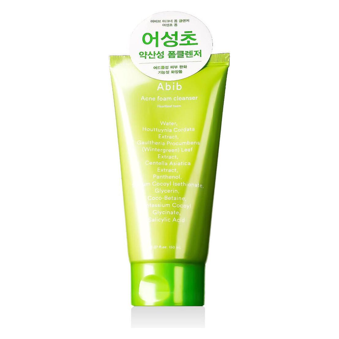 NoName Acne Foam Cleanser Heartleaf Foam 5.07 fl oz 150 ml Hydrating Mild Acidic Daily Facial Cleanser (Reinigungsschaum, 150 ml) (ABB-0002)
