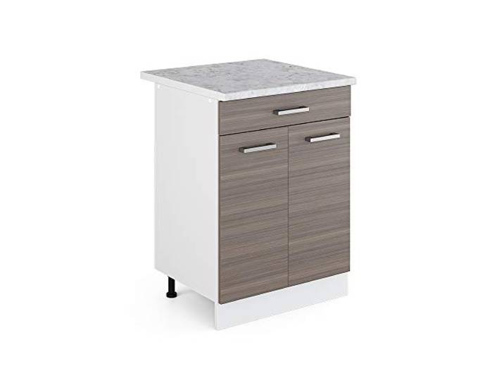 Vicco Unterschrank R-Line, Grau, 60 cm mit Schubladen, geeignet zur platzsparenden Aufbewahrung in Küchenzeilen