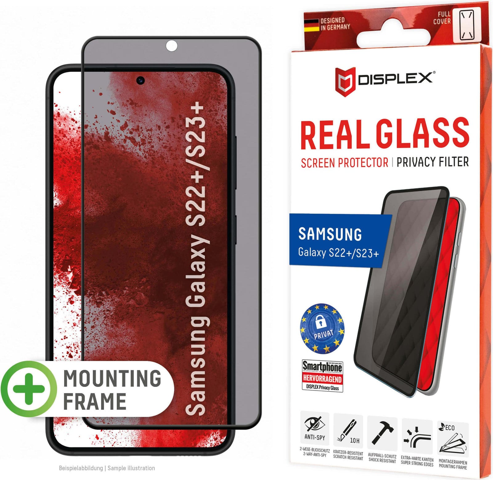 Displex Privacy Screen Protector voor Samsung S22 Plus en S23 Plus