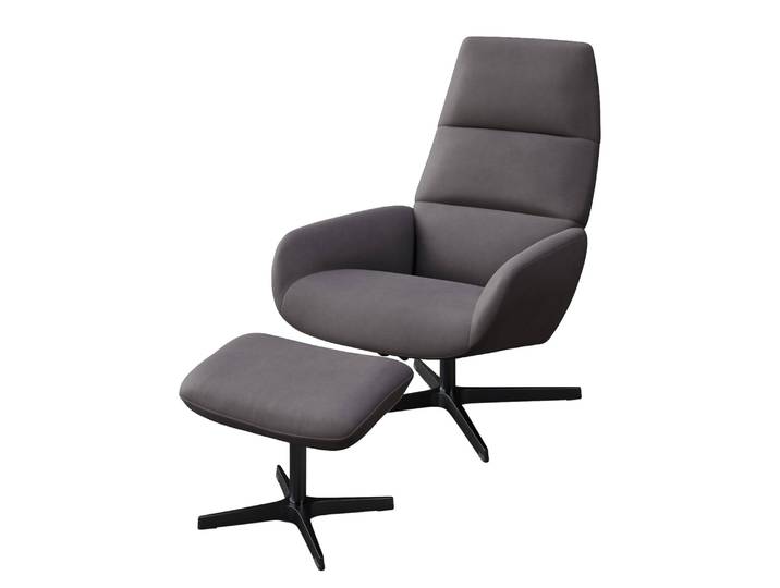 home24 Relaxfauteuil Turami grijs/donkergrijs velours 71 x 110 x 80cm