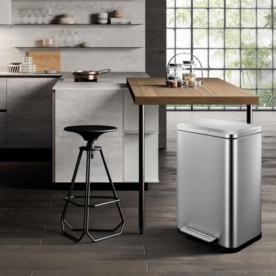 Garvee Horizontal 50L Pedal Trash Can 2 Piece Set Large Waste Bins for Kitchen Cafe Dining Room Home Use