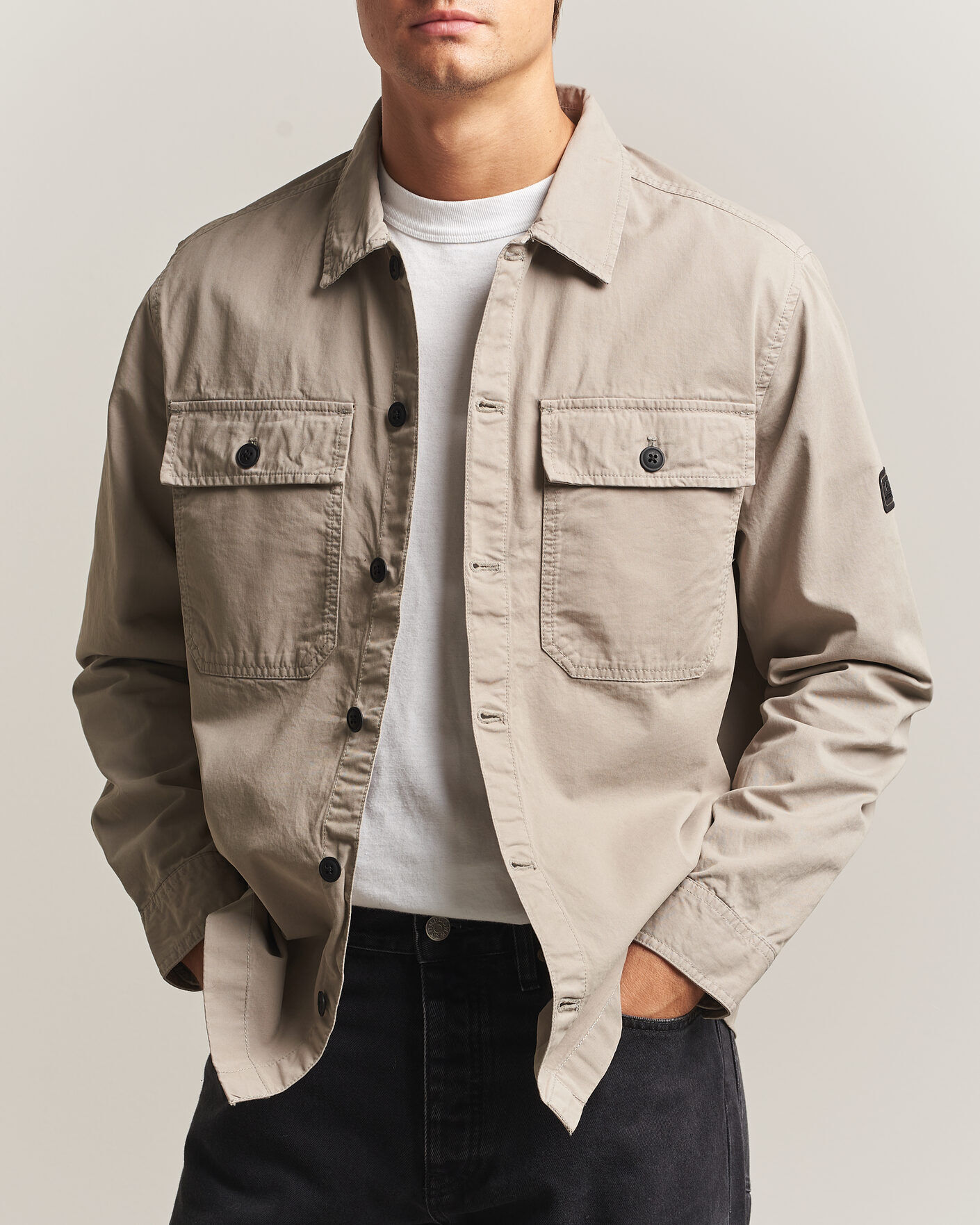 Barbour International Arlo Cotton Overshirt Concrete men L Grå