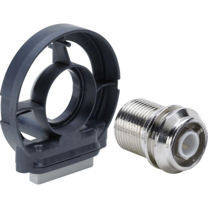 Viega Zulaufflansch 734626 68,2 mm, Kunststoff grau, für Wasserzulauf, mit Befestigungsschrauben