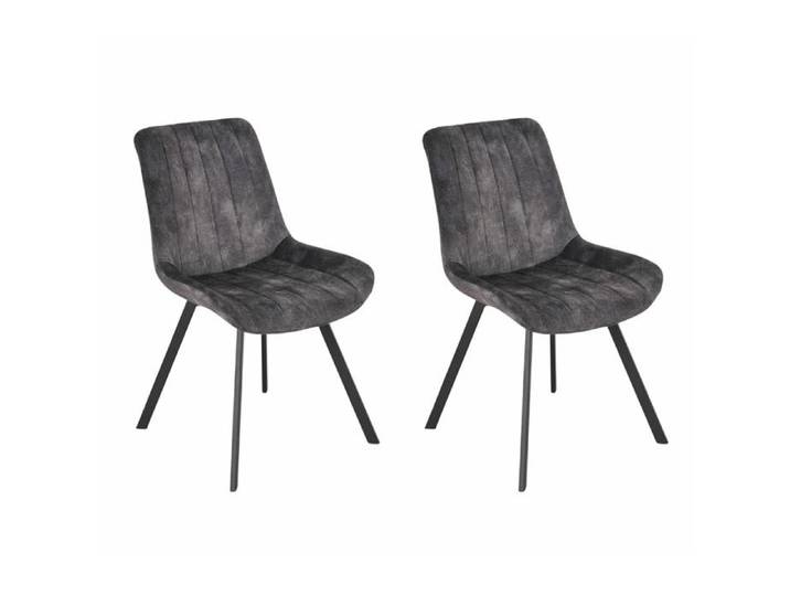Lot 2 chaises velours gris anthracite rembourré pieds métal - NANY 2 Meubletmoi