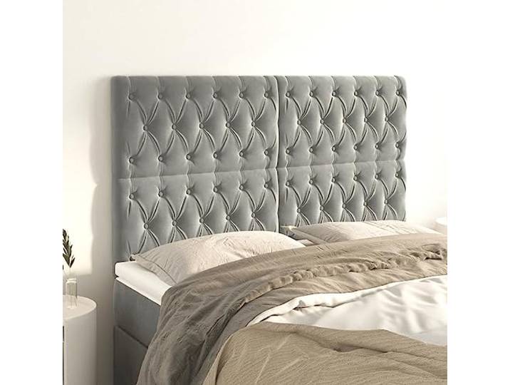 RJPLMFV Kopfteil aus Samt, Hellgrau, 160 cm Höhenverstellbar, stabile Holzbeine, klassisches Design, Rückenstütze zum Lesen