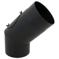 Bertrams ST-Pu Segmentbogen 08SBRV45-180L 45°, 180 mm, geschweißt, pulverbeschichtet, schwarz, Reinigungsöffnung