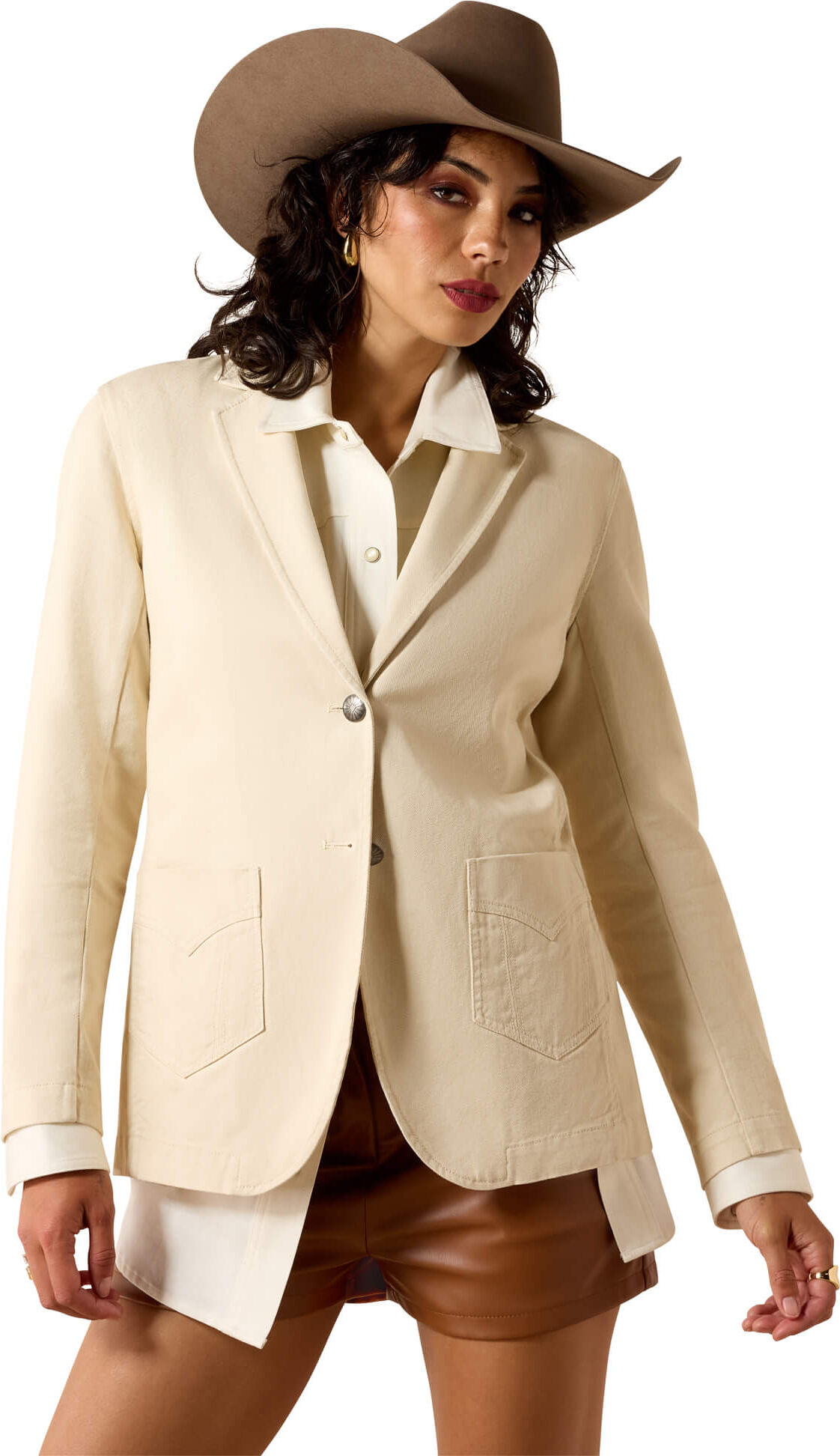 Women's Bianca Blazer Jacket in Summer Sand Cotton Twill, Size: Medium by Ariat