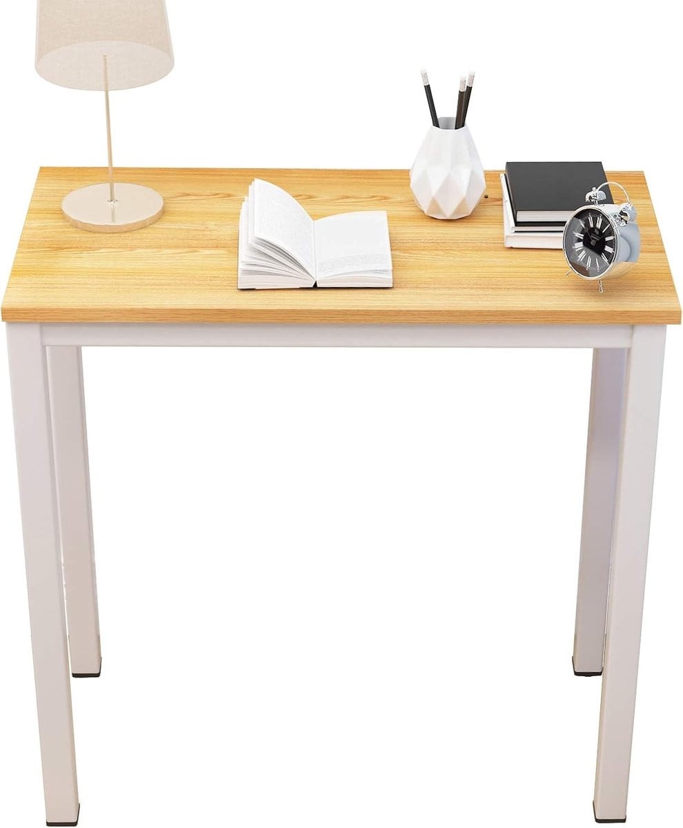 Compact computer bureau voor studenten en thuisgebruik in teak en wit design