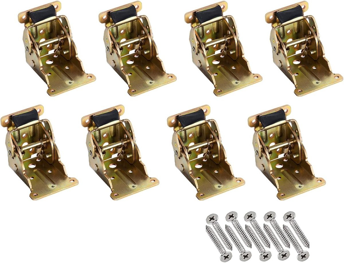 Set van 8 gele ijzeren vouwbare hinge extension locking steunbeugels voor tafelpoten en meubels