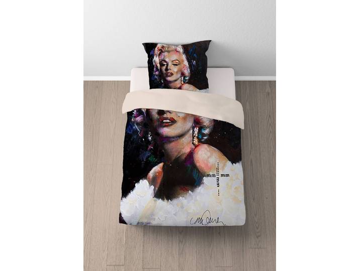 Parure en microfibre Marilyn type A 135 x 200 cm + oreiller 80 x 80 cm Gris/Multicolore