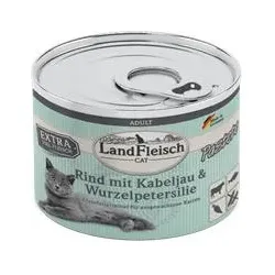 LandFleisch Adult Past. Rind+Kabeljau+Wurzelpeters. | 6x195g Katzenfutter