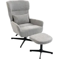 RELAXSESSEL-MIT-HOCKER 2er Set Polyester Grau