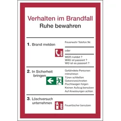Aushang, Verhalten im Brandfall - 210x297 mm Folie selbstklebend