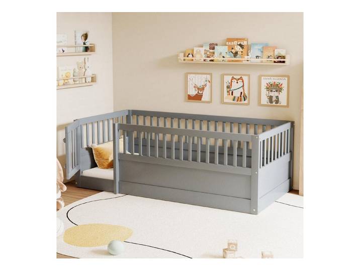 LuxusKollektion Kinderbett Kinderbett 90x200 mit Gitter & Tür