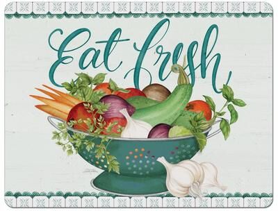 CounterArt "Eat Fresh Flexible Plastic Cutting Board Mat 15"" x 11.5"", Made in the USA, Decorative, Flexible, Easy to Clean"