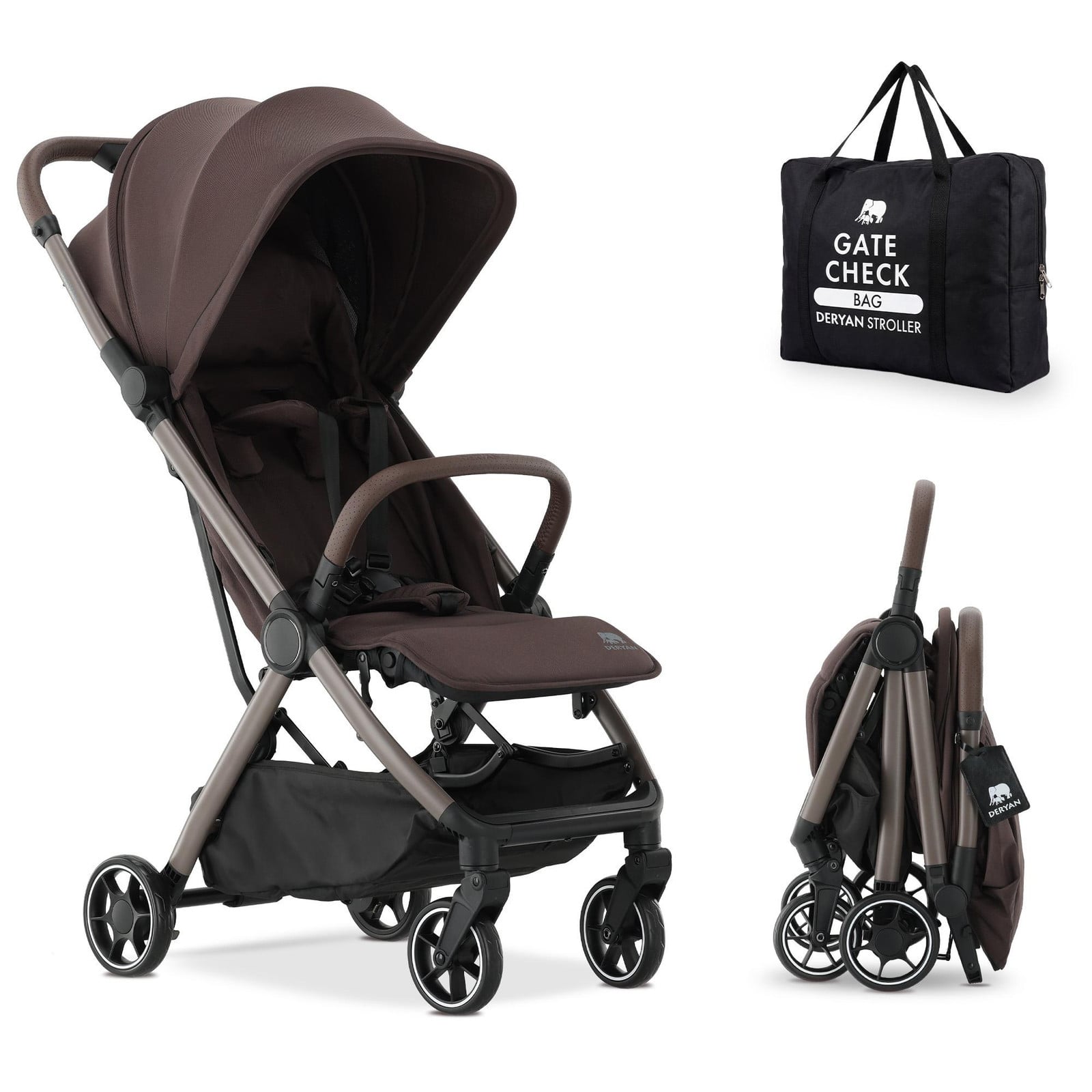 Deryan Air Buggy Vliegtuig Buggy met Geïntegreerde Tas - Chocolate - 8 kg