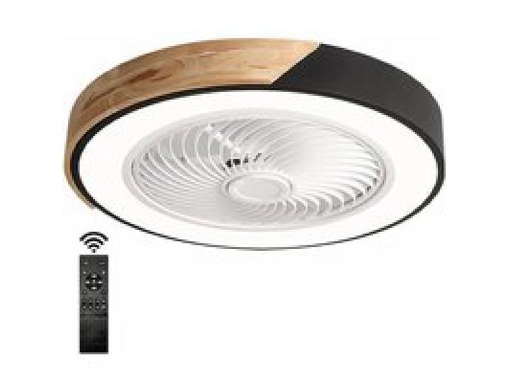 Ventilateur du plafond silencieux avec lumière et télécommande bois plafonnier avec ventilateur lampe dimmable noir mul VENTILATEUR