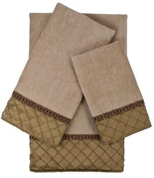 Sherry Kline Pleated Diamond Royal Gold 3-piece Embellished Towel Set