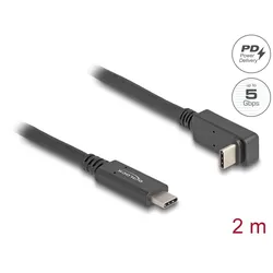DeLOCK USB 5 Gbps Kabel USB Type-C Stecker zu USB Type-C Stecker gewinkelt oben / unten 2 m 4K PD 60 W mit E-Marker