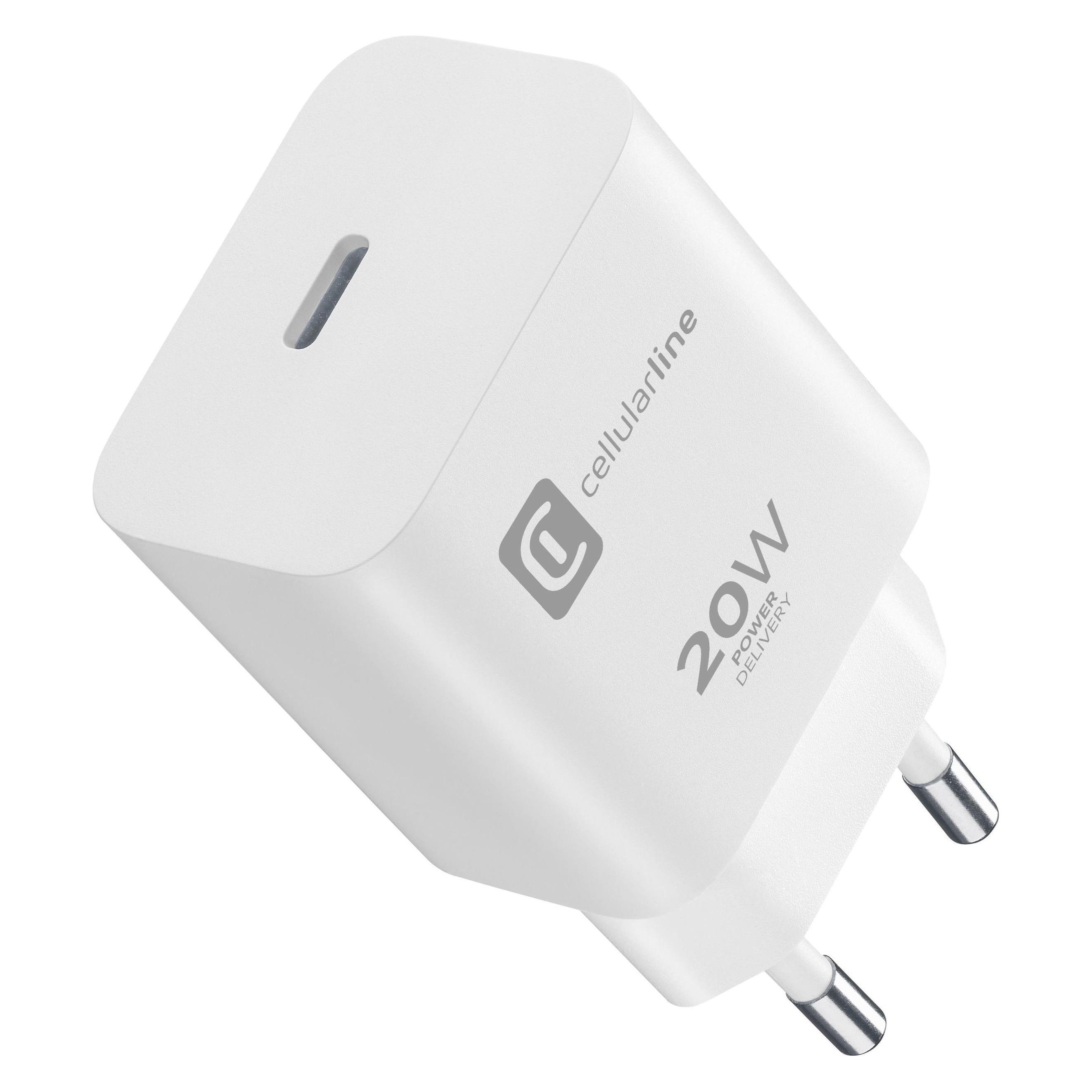 Cellularline Reiselader 20W USB Type-C ACHIPHUSBCPD20SMLW Micropack für Apple (20 W, 1 Port) (60005)
