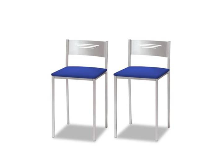 ASTIMESA Zwei Küchenhocker mit Rückenlehne, Kunstleder, Blau, Sitzhöhe 45 cm