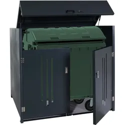 Müllcontainerverkleidung HWC-M54, Müllcontainerbox Industrie-Abfallcontainer, Container bis 1100L 154x160x136cm, Stahl