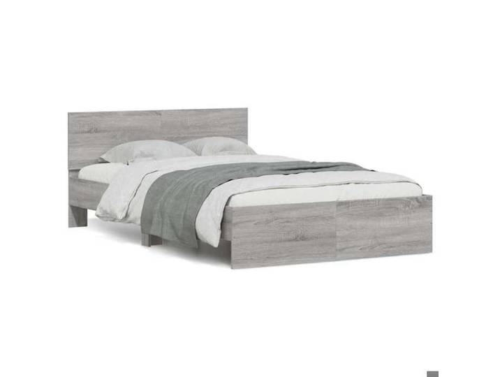 UNIQUE Lit Double de chambre LMT - Cadre de lit avec tête de lit et LED sonoma gris 140x200 cm cozy502791