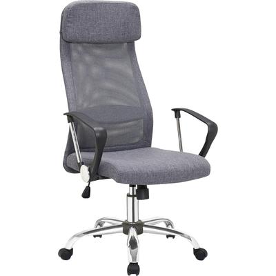Drehstuhl SALESFEVER "Komfortabler Stuhl fürs Büro", grau (grau, chromfarben, grau), B:62cm H:118cm T:60cm, Stühle, Drehstuhl, Charmantes Design mit Schmetterlingsmechanismus