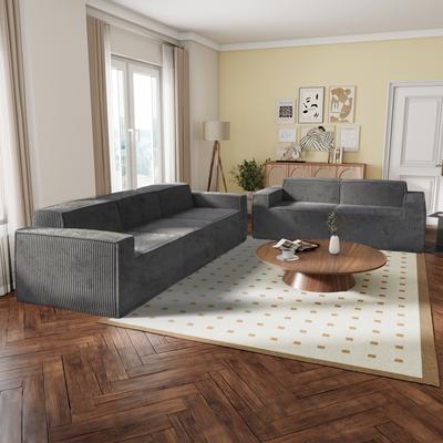 Furniture of America Navir Modern 5-Piece Chenille Foam Modular Compressed Sofa and Loveseat Set