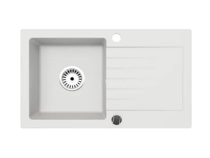 Faizee Home Alisha Granitspüle 75x43,5 cm Weiß – Hochwertige Küchenspüle aus Granit, kratzfest & hitzebeständig Einbauspüle für Unterschränke ab 45 cm