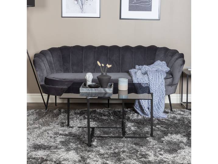 Canapé 3 places Calais Gris/Gris foncé Velours 180 x 79 x 78cm Moderne