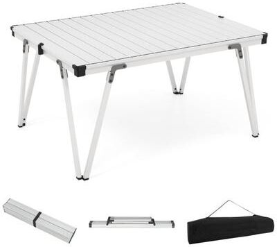 Costway Folding Camping Table Picnic Table with Storage Bag and Waterproof Desktop-Silver