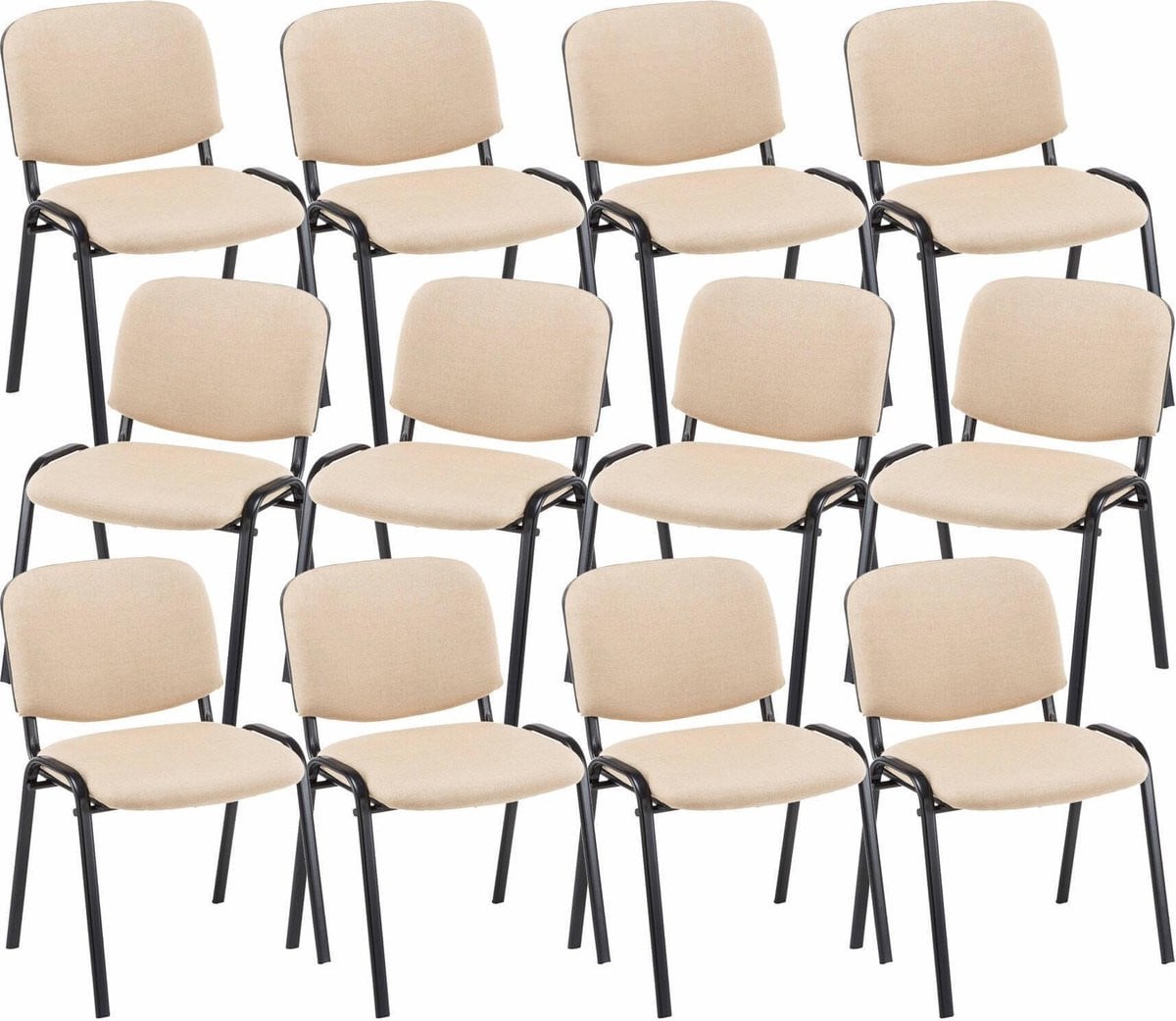 CLP Ken 12x Stapelbare Eetkamerstoel - Stof, Creme