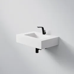 Steinberg Serie 444 Waschtisch Wandwaschtisch aus Mineo Stone, matt white, 444 7010 W 444 7010 W