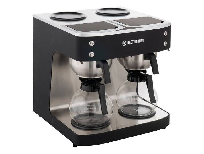 GastroHero Filterkaffeemaschine Filterkaffeemaschine – 2x 2 Liter - Gastronomie & Büro, Klassische Filterzubereitung, robuste Kunststoff-Steuereinheit