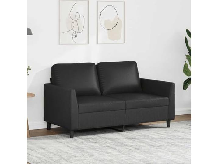 HEFZGDB 2-Sitzer Sofa Schwarz 120 cm Kunstleder Modernes Design Langlebiges Metallgestell Bequem Polsterung Schmutzabweisend Luxuriöser Look Stabiles Wohnzimmer Sofa