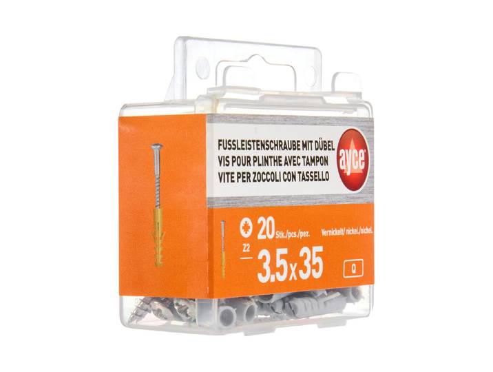 Ayce Fussleisten-Schraube mit Dübel 3.5 mm 35 mm