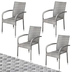 Polyrattan Stapelstuhl Comfort 4er-Set Grau
