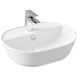 VitrA Geo Aufsatzwaschtisch oval 55 x 43 cm mit Hahnloch mittig Edelweiß,7428B001-0001 7428B001-0001