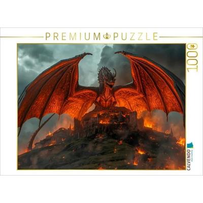 CALVENDO Puzzle Ein Drache bedroht das Reich des Königs | 1000 Teile Lege-Größe 64x48cm Foto-Puzzle für glückliche Stunden