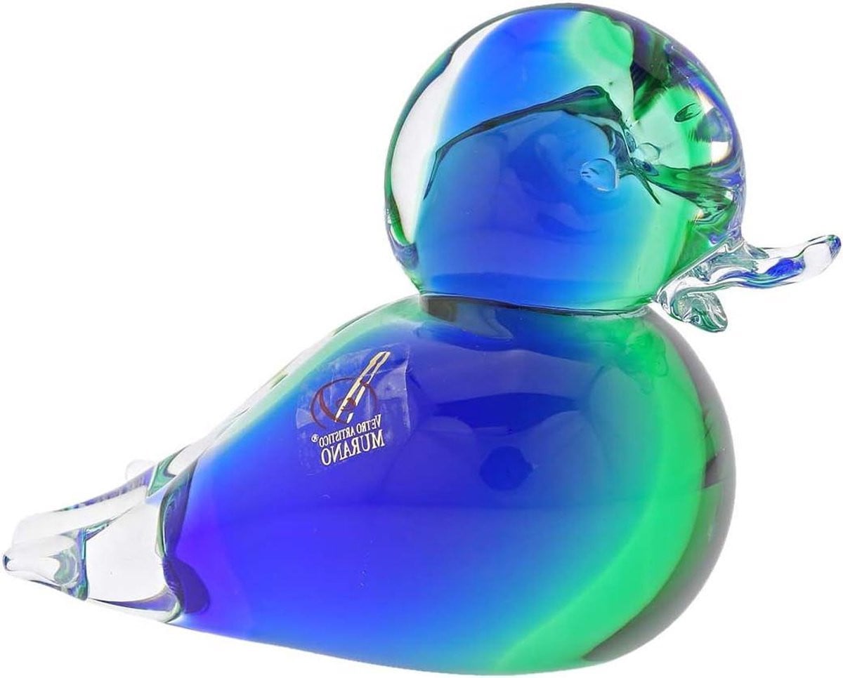 Handgemaakt Murano Glazen Eend Figuur - Decoratief Glazen Beeldje voor op Tafel
