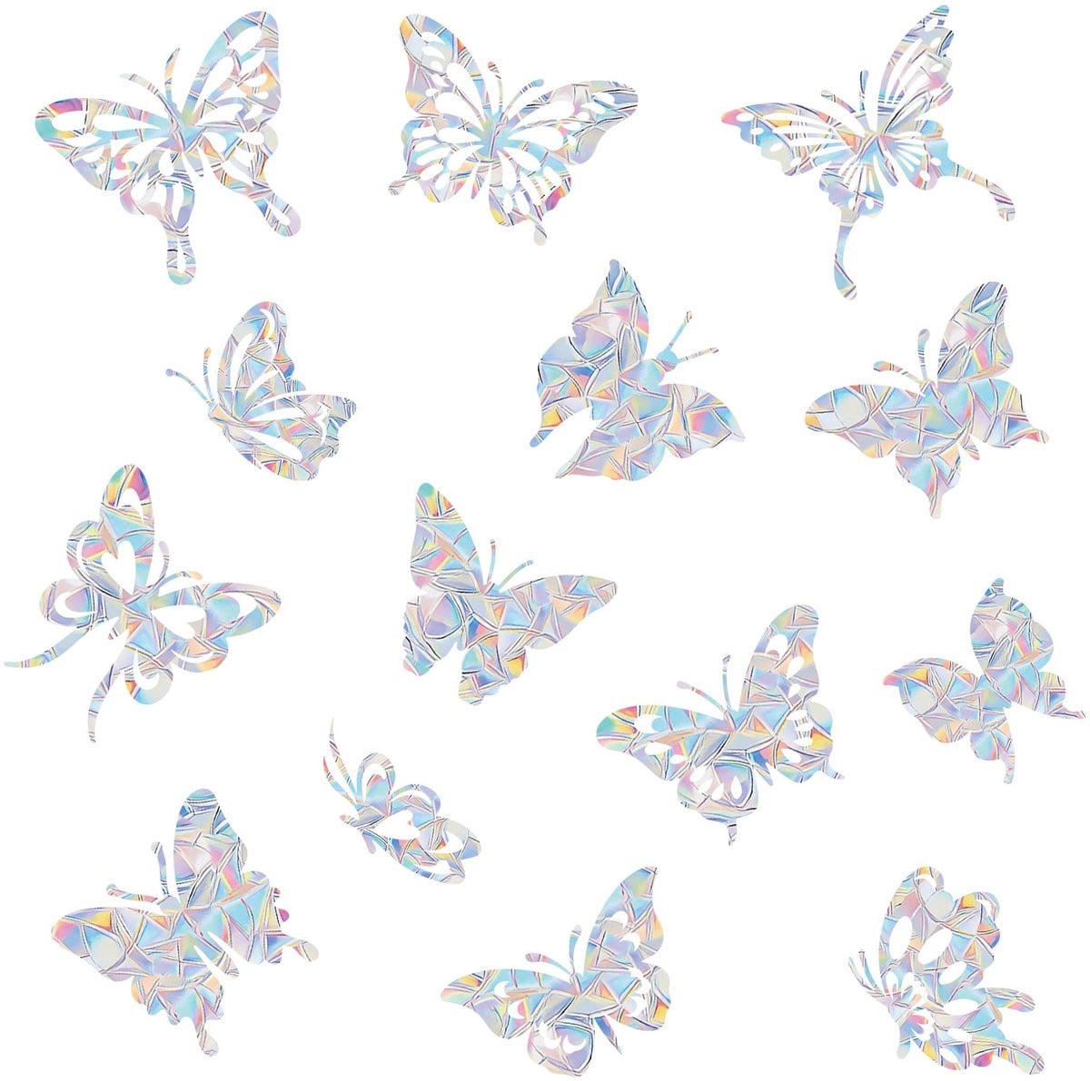 Antistatische regenboog prisma vlinder raamstickers - 44 stuks in 22 verschillende stijlen - PVC glasstickers voor woondecoratie
