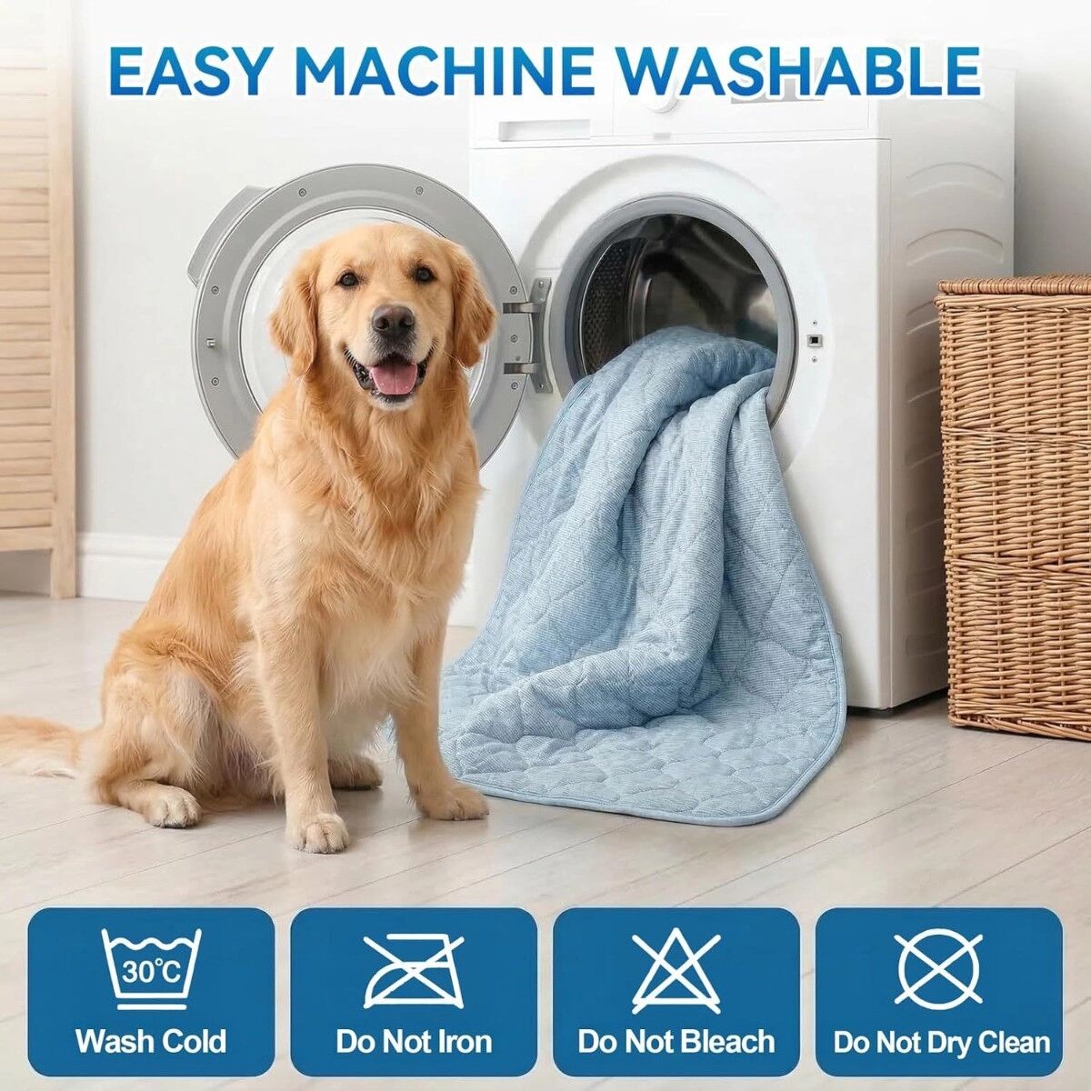 INF Tapis rafraîchissant pour animaux - Tapis de refroidissement en polyester antidérapant pour chiens et chats, Bleu, Tailles L