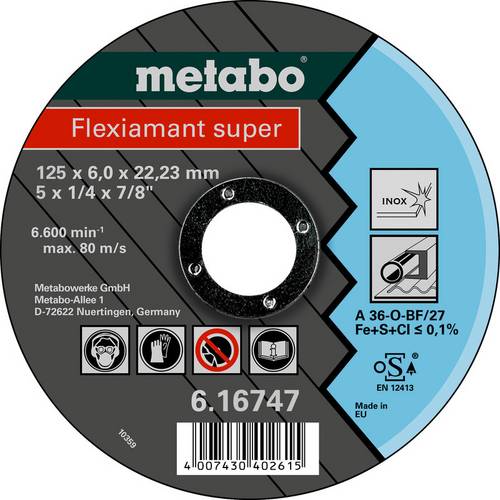 Metabo 616747000 Flexiamant super Schleifscheibe Durchmesser 125mm Bohrungs-Ø 22.23mm 25St.