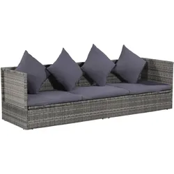vidaXL Garten-Sofabett 200x60 cm Poly Rattan Grau