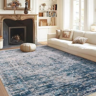 Garvee Traditional Vintage Boho Medallion Distressed Washable Area Rug
